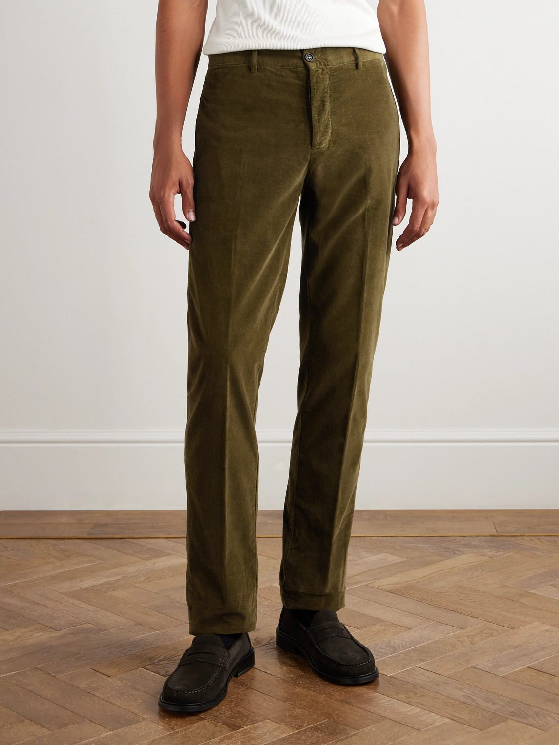 Massimo Alba Sand Cotton-corduroy Suit In Green