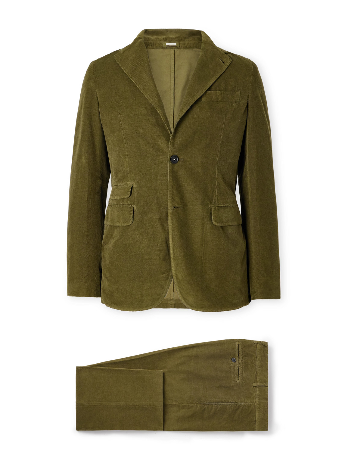Massimo Alba Sand Cotton-corduroy Suit In Green