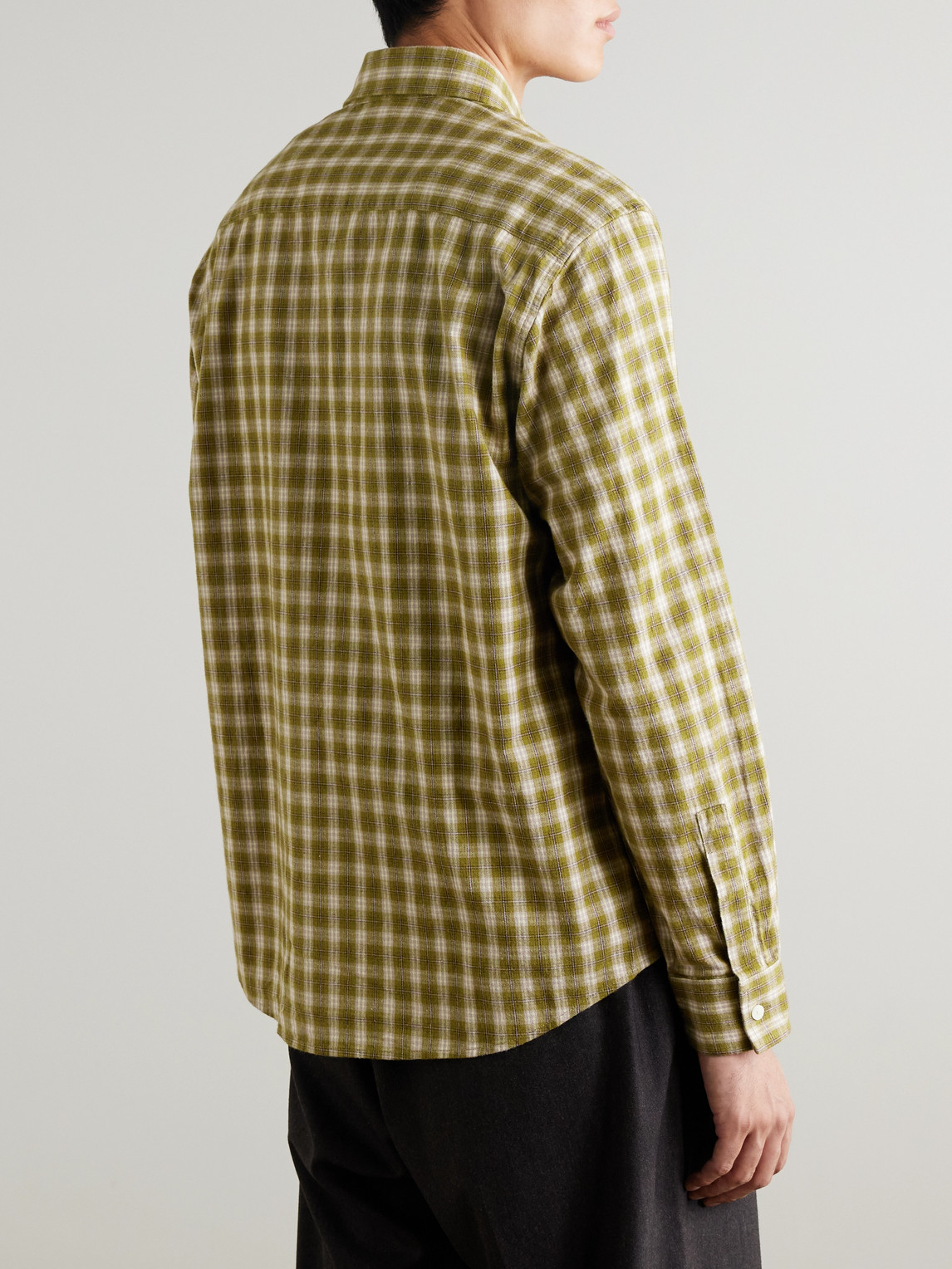 Nn07 Deon 5465 Organic Cotton-flannel Shirt In Green