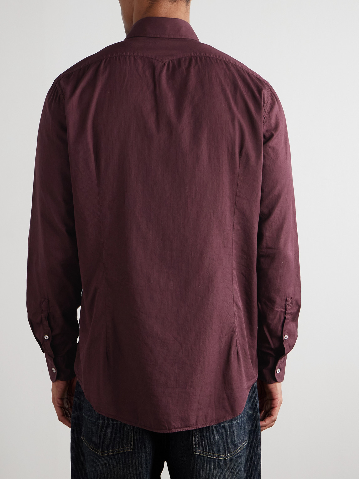 Massimo Alba Striped Cotton Shirt In Burgundy