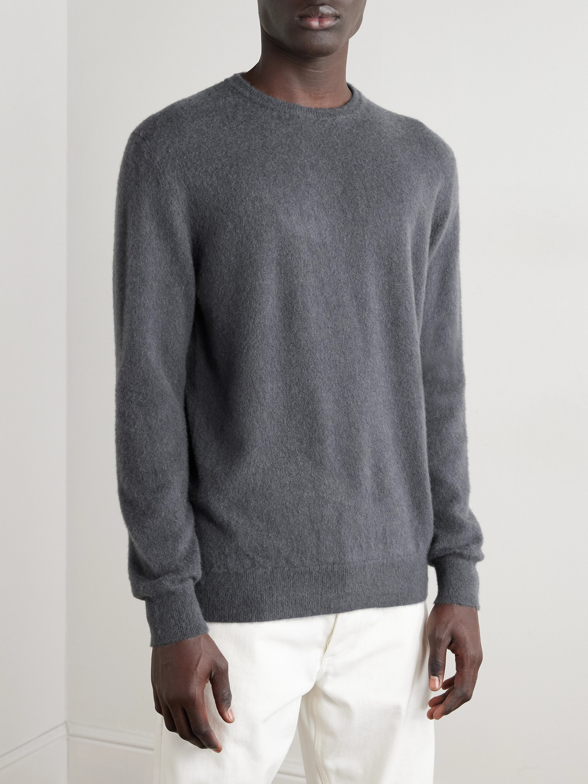 Massimo Alba Kane Brushed-cashmere Sweater In Gray