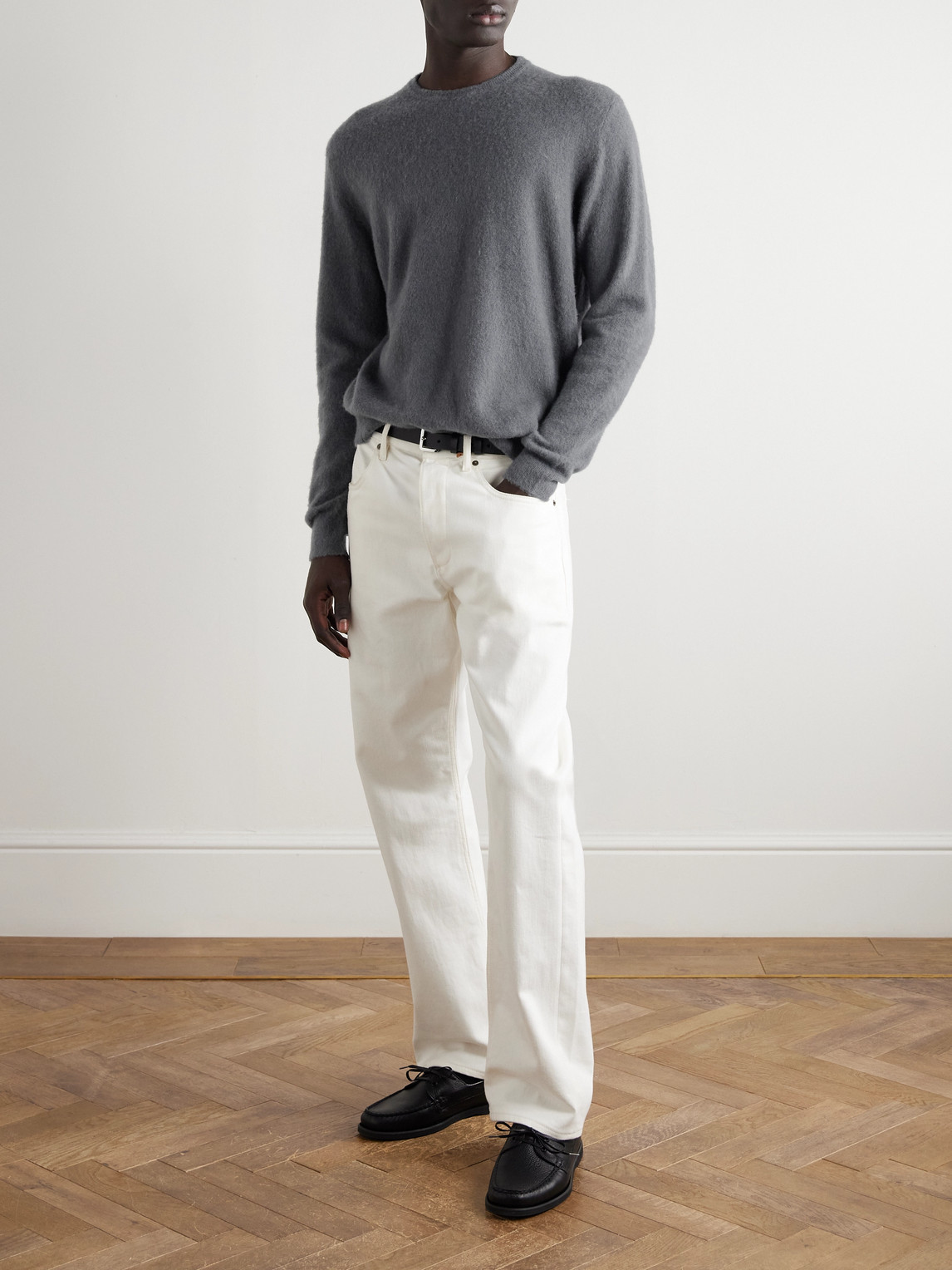 Massimo Alba Kane Brushed-cashmere Sweater In Gray