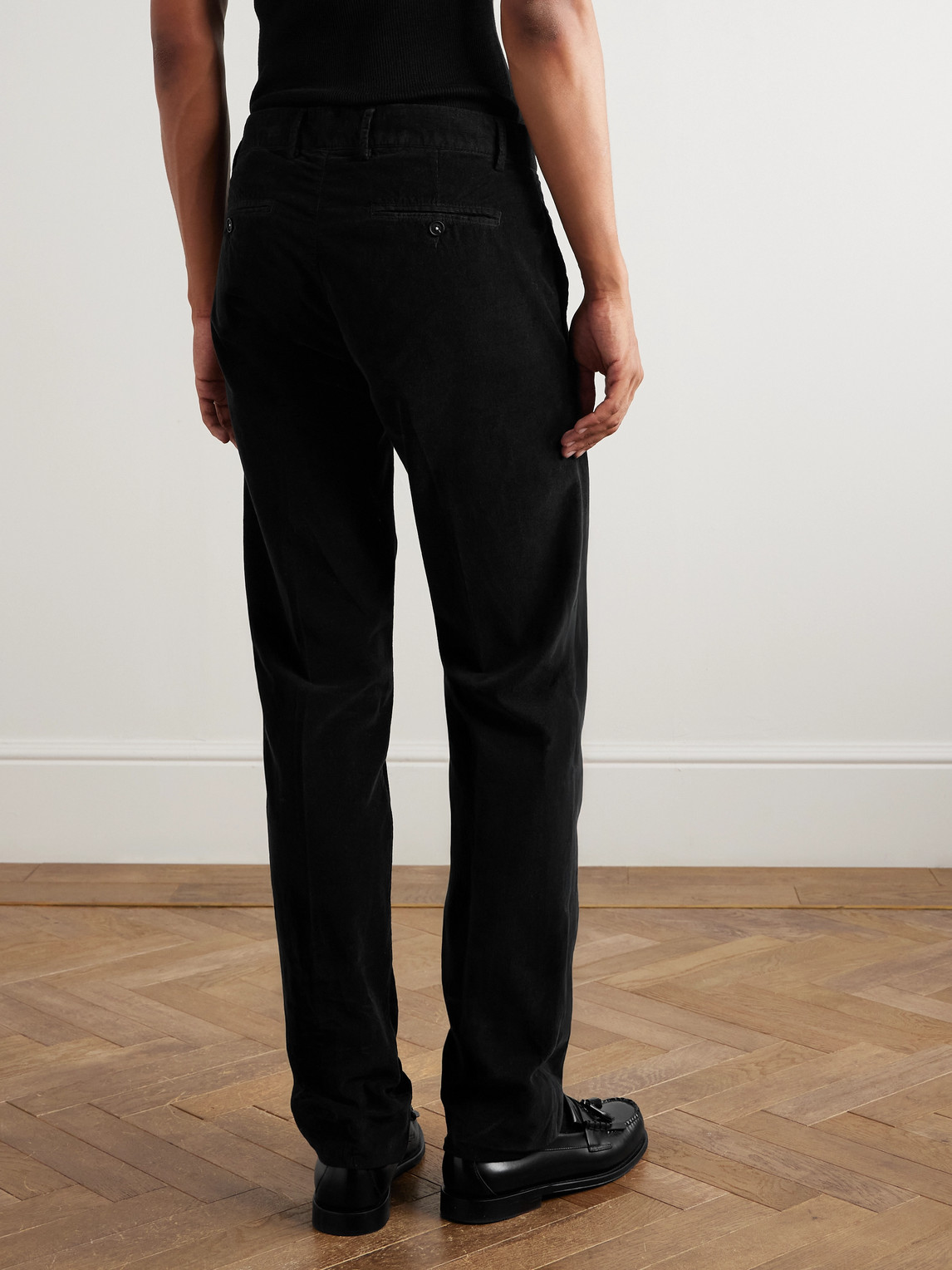 Massimo Alba Straight-leg Cotton-corduroy Trousers In Black