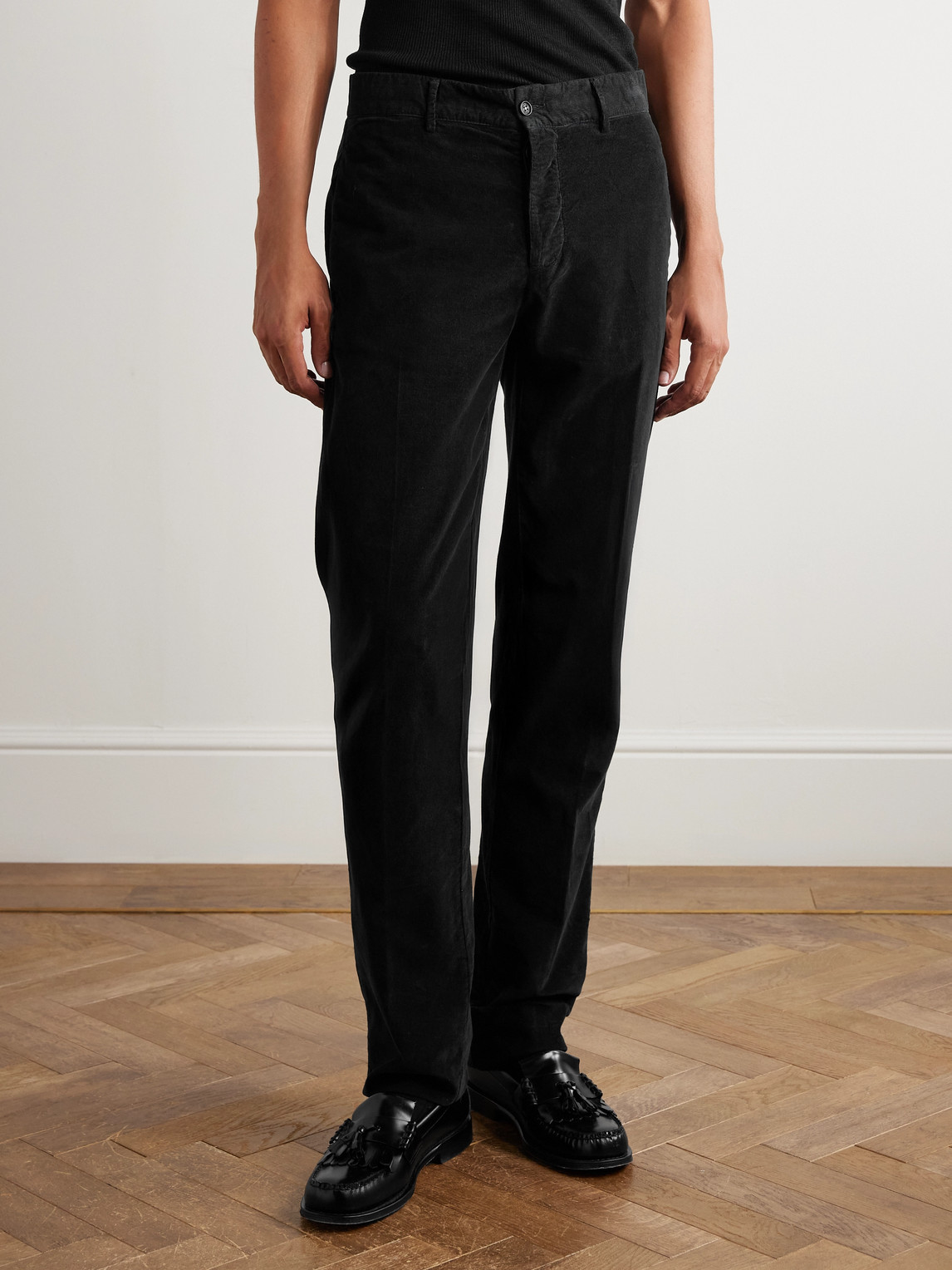 Massimo Alba Straight-leg Cotton-corduroy Trousers In Black