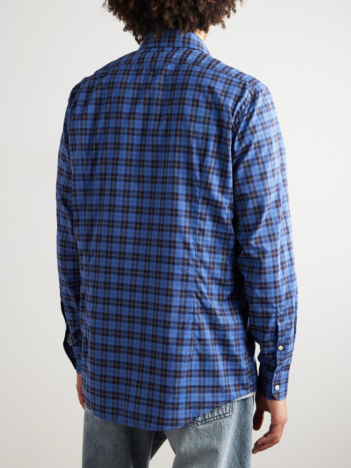 Massimo Alba Genova Checked Cotton-poplin Shirt In Blue