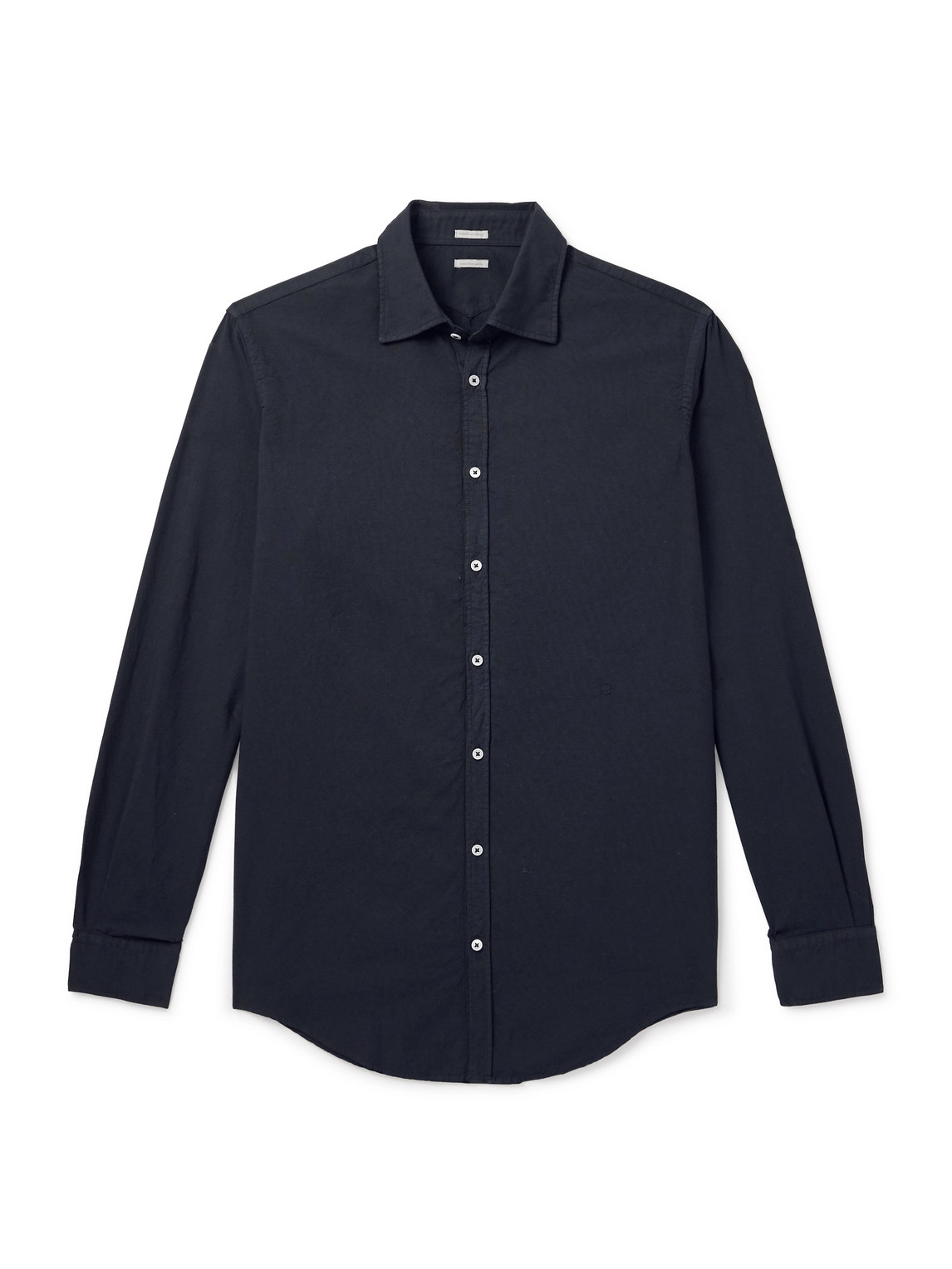 Massimo Alba Genova Cutaway-collar Cotton-chambray Shirt In Black