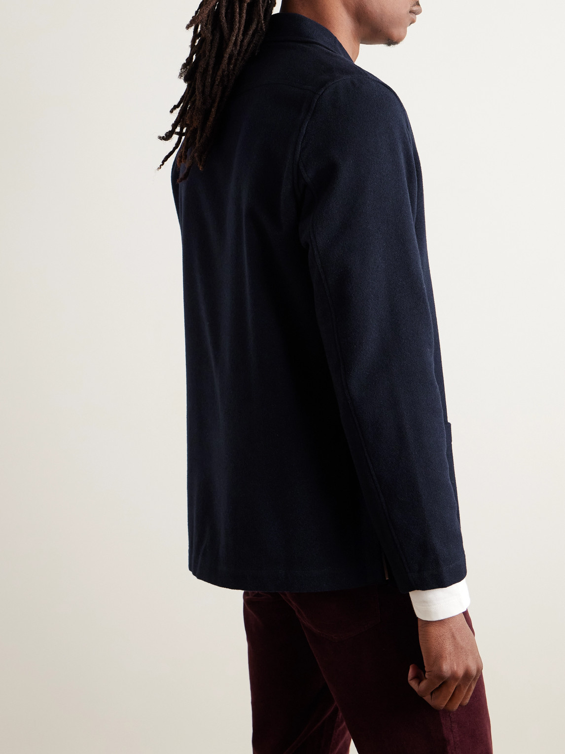 Massimo Alba Florida Wool, Silk And Cashmere-blend Chore Jacket In Blue