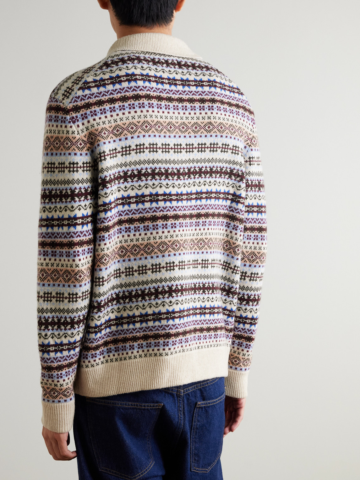  Nn07 - Robbie Fair Isle Wool-blend Polo Sweater - Men - Purple - S 