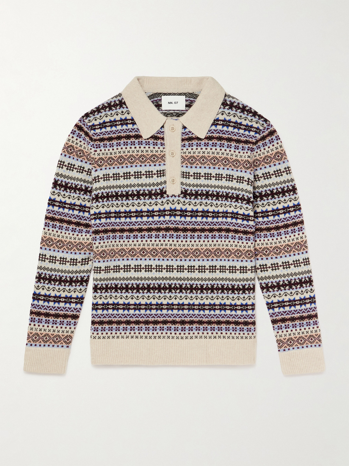 NN07 Robbie Fair Isle Wool-Blend Polo Sweater - Men