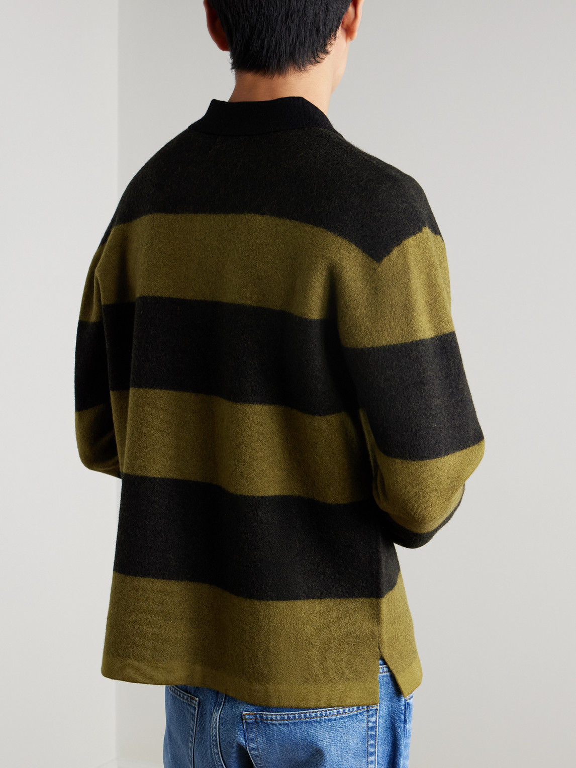 Nn07 Rugby 60017 Striped Wool Polo Shirt In Brown