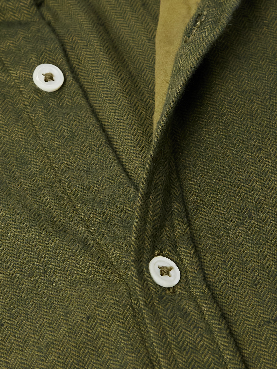 Massimo Alba Canary Herringbone Cotton-blend Flannel Shirt In Green
