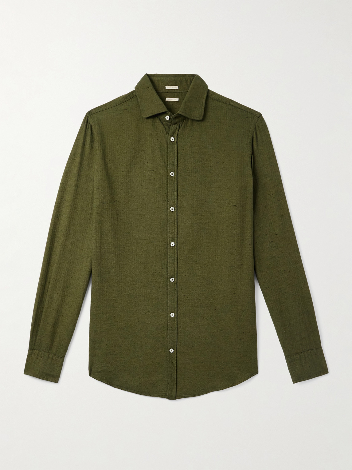 Massimo Alba Canary Herringbone Cotton-blend Flannel Shirt In Green