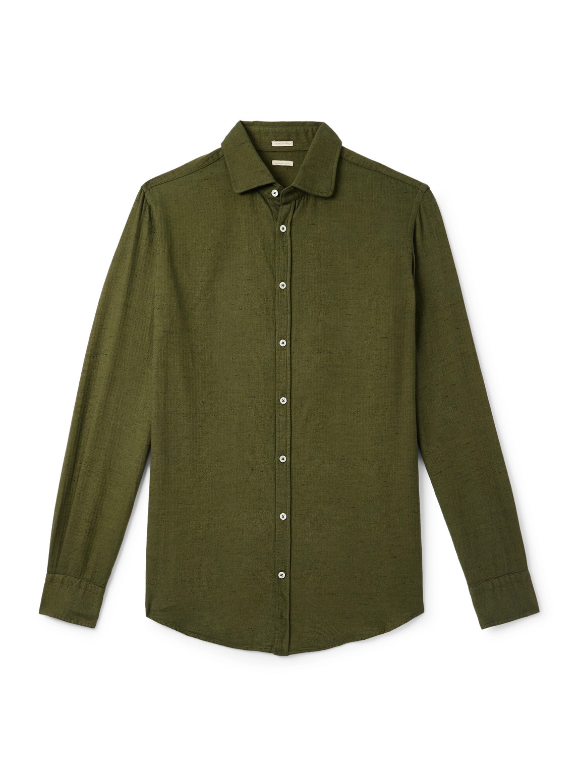Massimo Alba Canary Herringbone Cotton-blend Flannel Shirt In Green