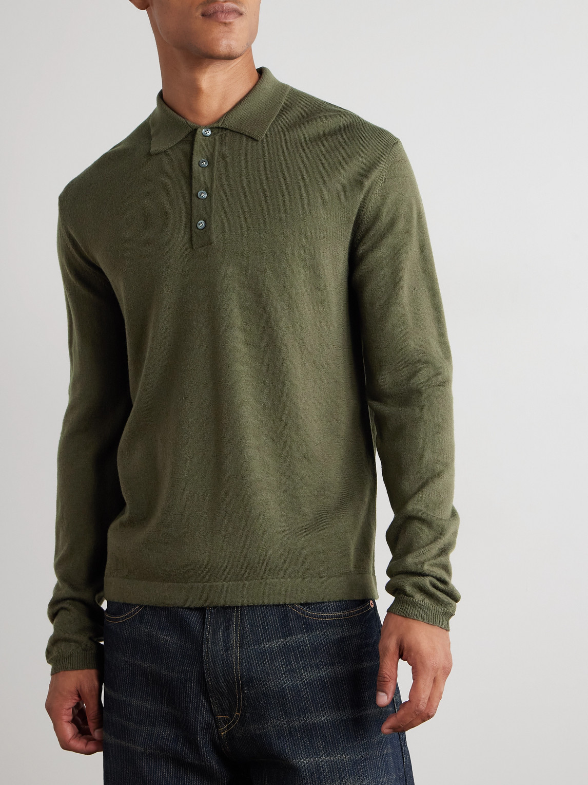 Massimo Alba Wool Polo Shirt In Green