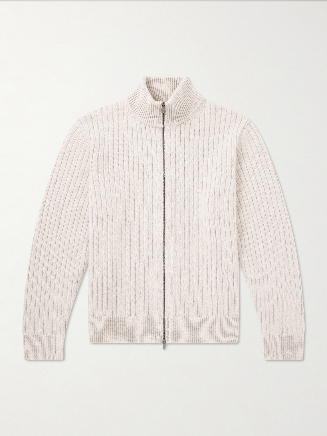 Massimo Alba Mirko Ribbed Cashmere And Alpaca-blend Zip-up Sweater In White