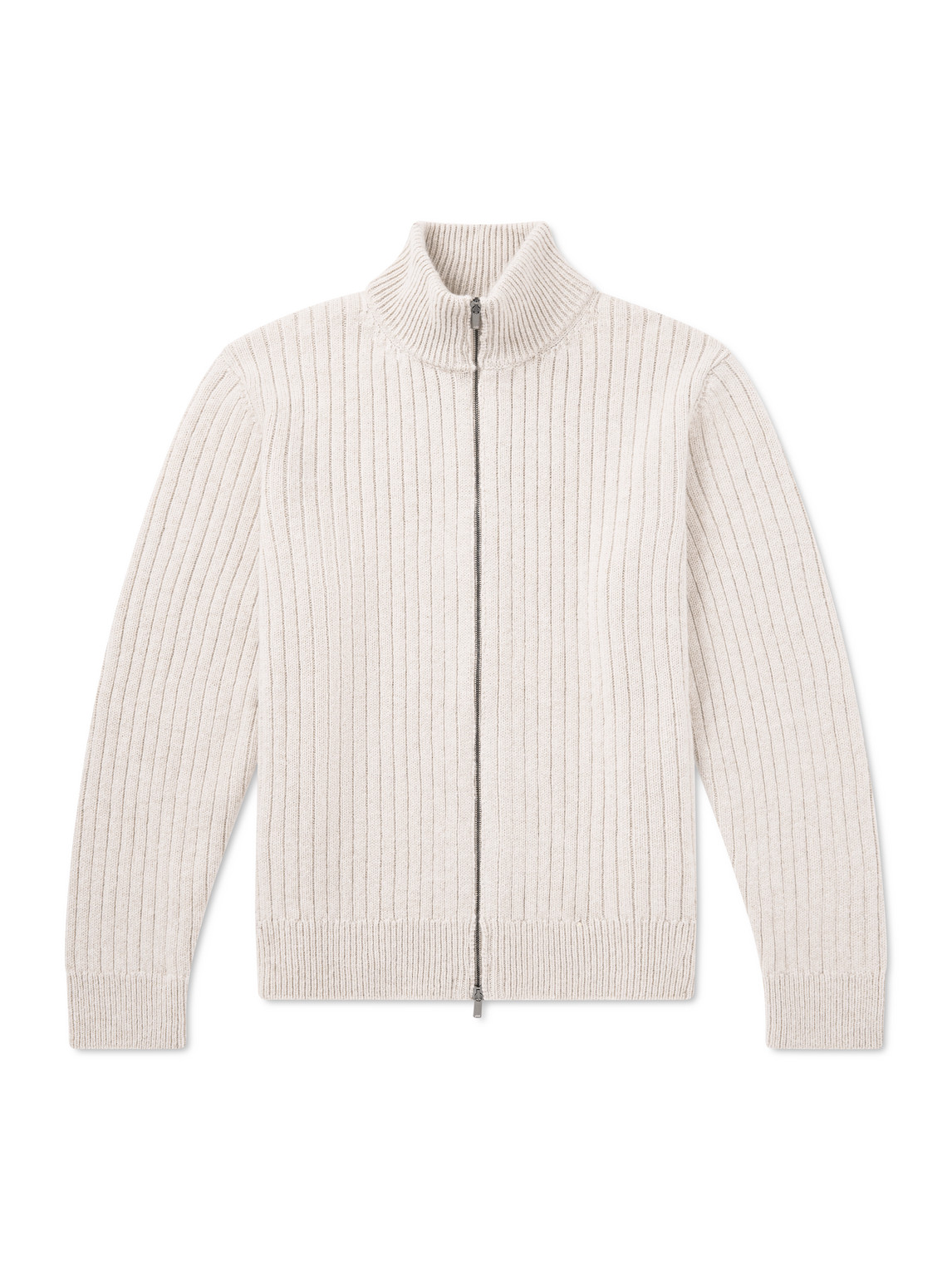 Massimo Alba Mirko Ribbed Cashmere And Alpaca-blend Zip-up Sweater In White