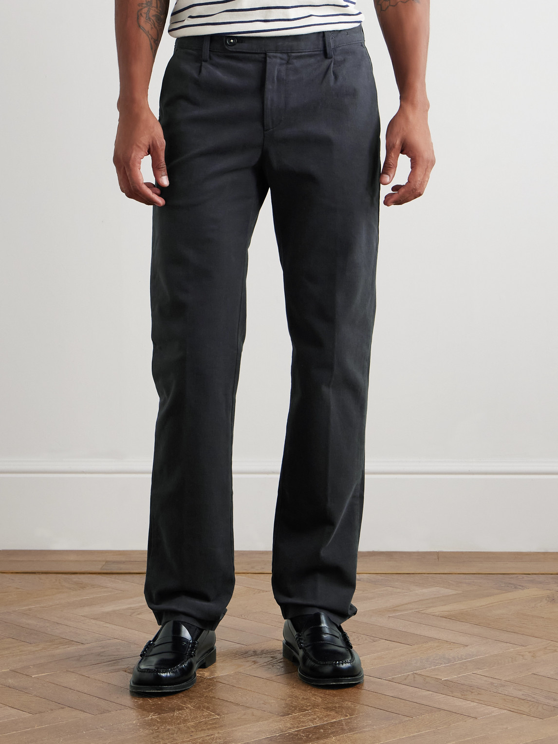 Massimo Alba Straight-leg Stretch-cotton Gabardine Trousers In Gray