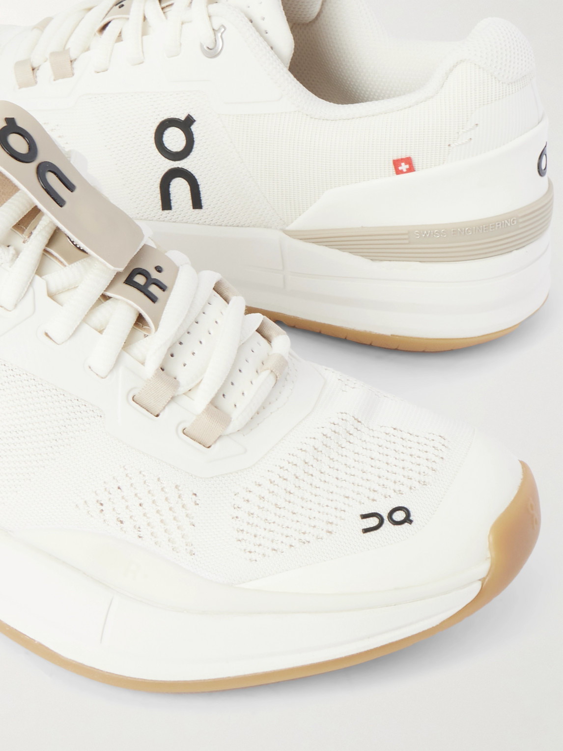 On Roger Federer The Roger Pro Rubber-trimmed Mesh Tennis Sneakers In Neutral