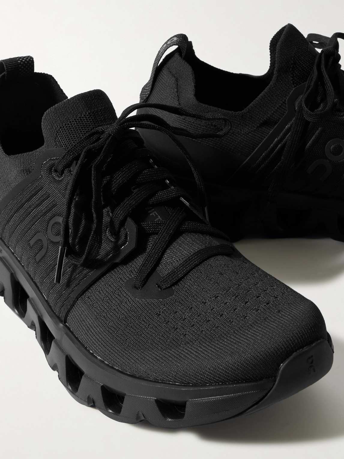 On Cloudswift 4 Rubber-trimmed Stretch-knit Running Sneakers In Black