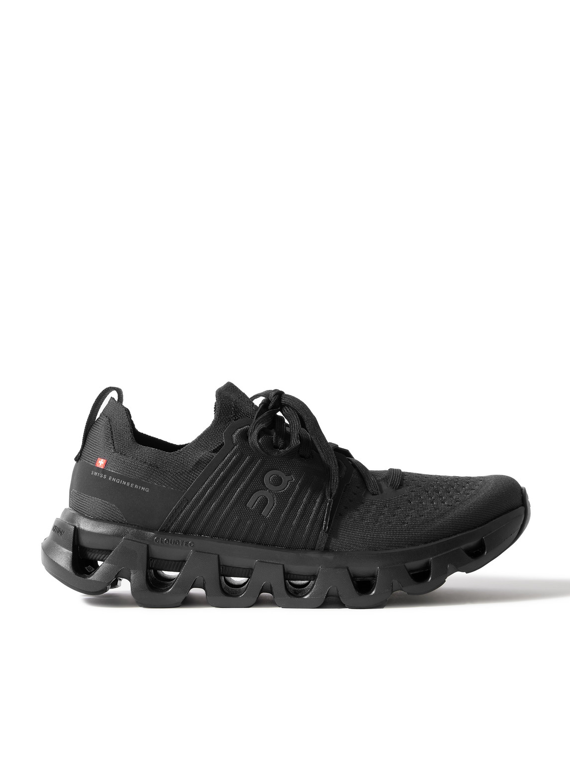 On Cloudswift 4 Rubber-trimmed Stretch-knit Running Sneakers In Black