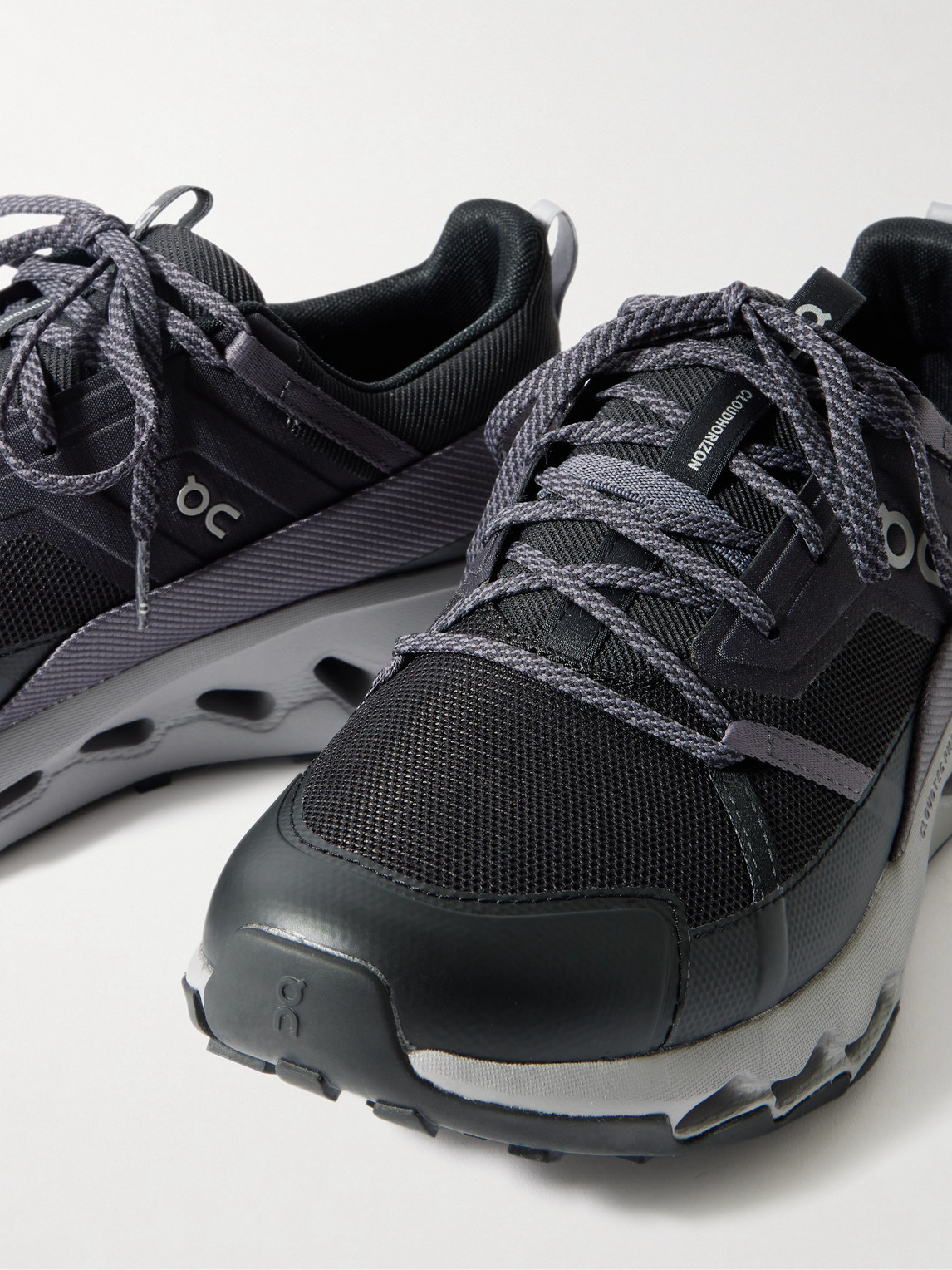 On Cloudhoriz Rubber-trimmed Mesh Running Sneakers In Black