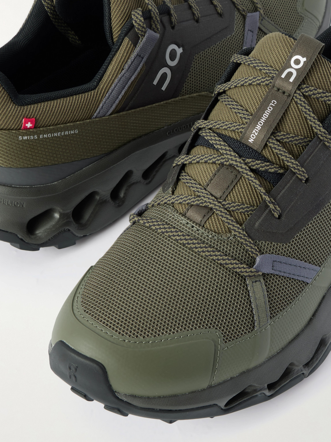 On Cloudhoriz Rubber And Webbing-trimmed Mesh Sneakers In Green