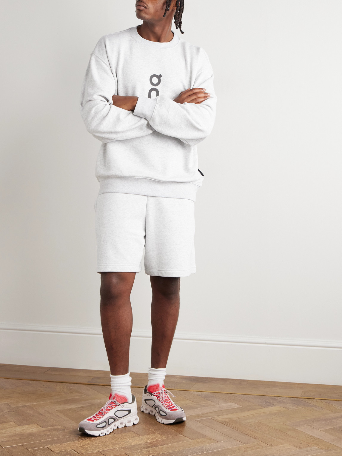 On Club Straight-leg Logo-print Cott-blend Jersey Shorts In Gray