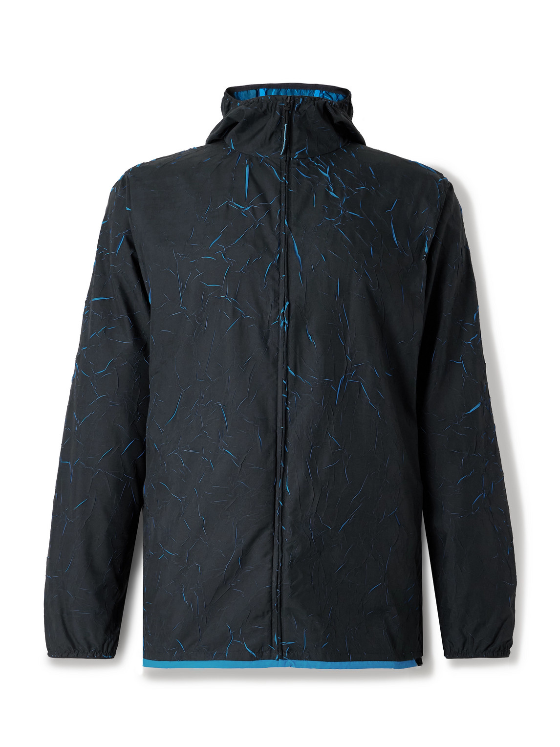 On Pace Printed Recycled-shell Hooded Jacket In Black