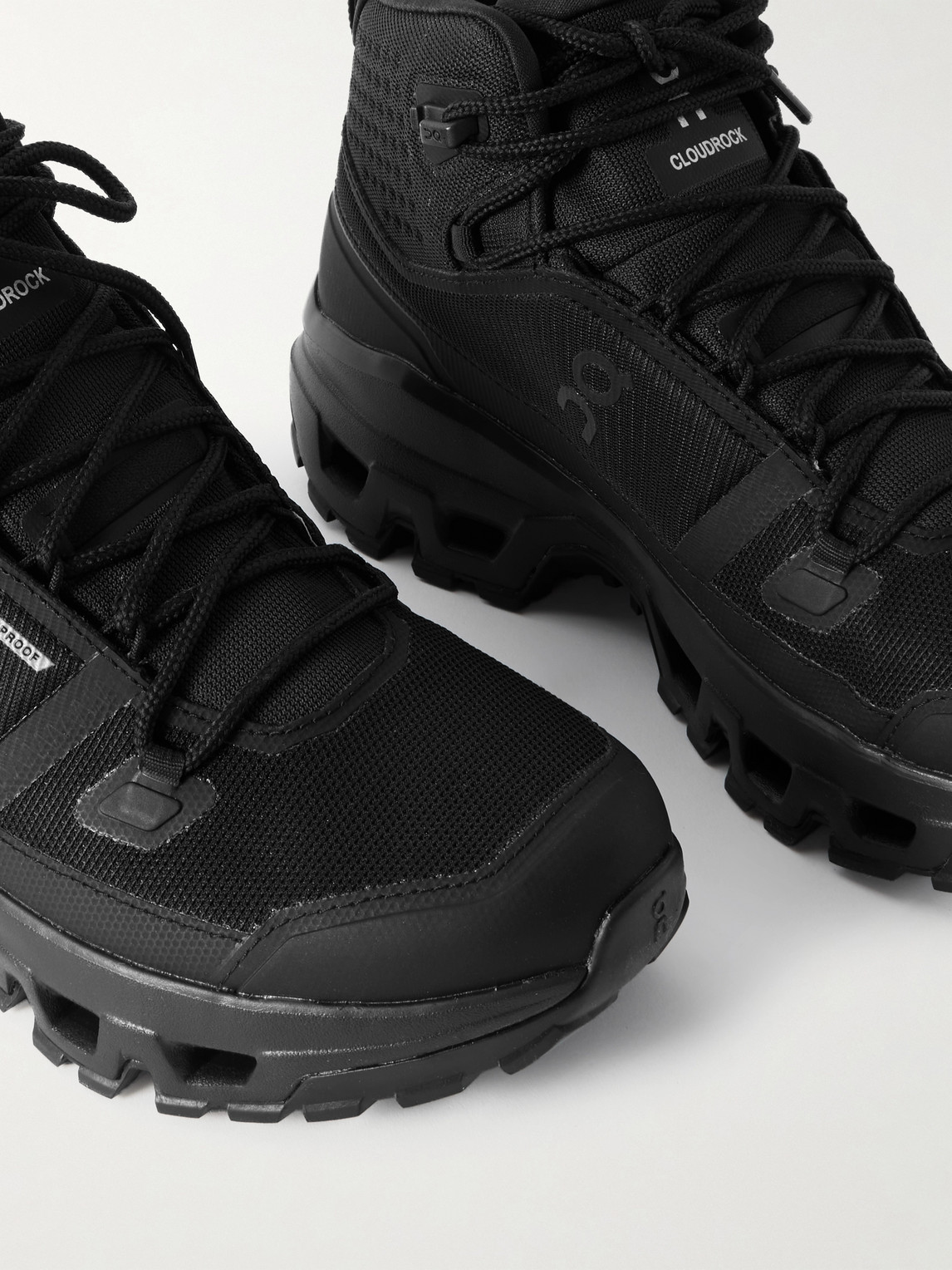 On Black Cloudrock Mid Waterproof Sneakers In Black