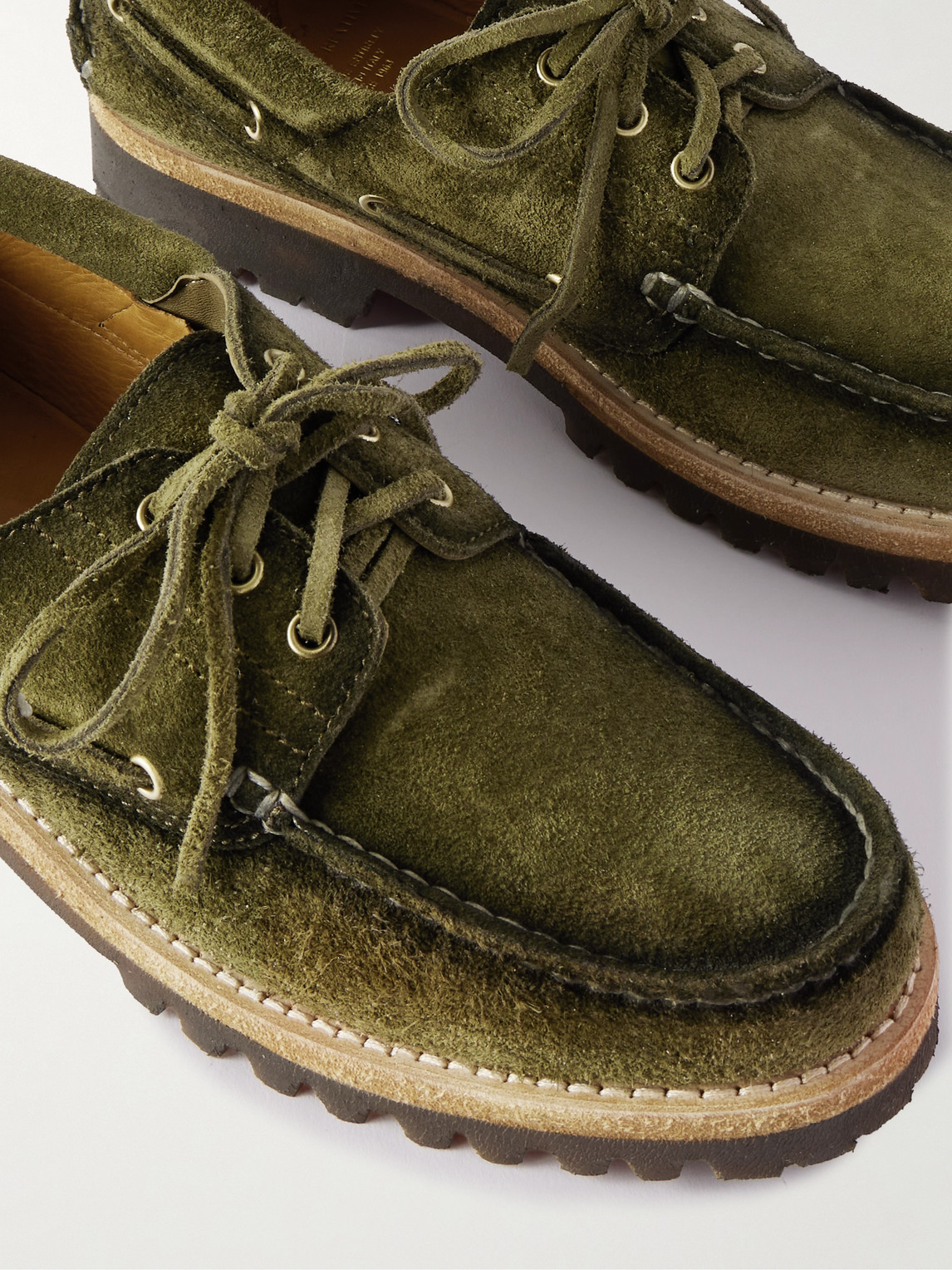 Officine Creative Heritage Flexi 001 Brushed-suede Loafers In Green