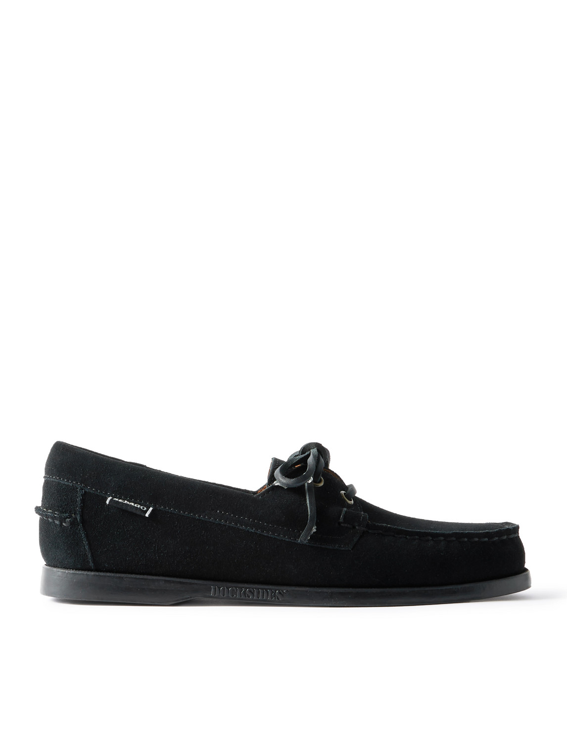 Sebago Docksides Portland Leather-trimmed Suede Boat Shoes In Black