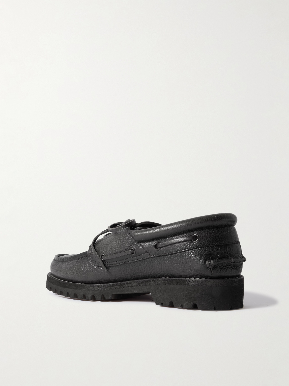 Officine Creative Heritage Flexi 001 Full-grain Deerskin Boat Shoes In Black