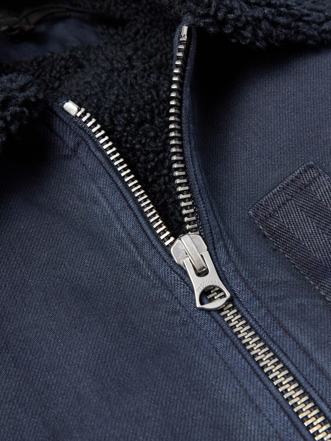 Rag & Bone Fleece-trimmed Denim Bomber Jacket In Blue
