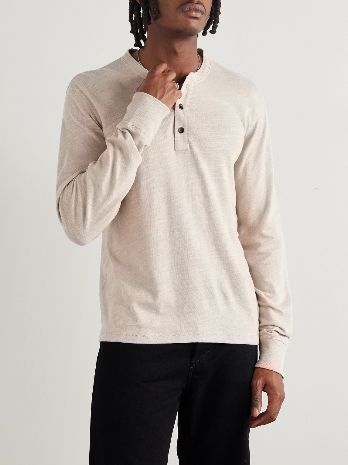 Rag & Bone Cotton Henley T-shirt In Gray
