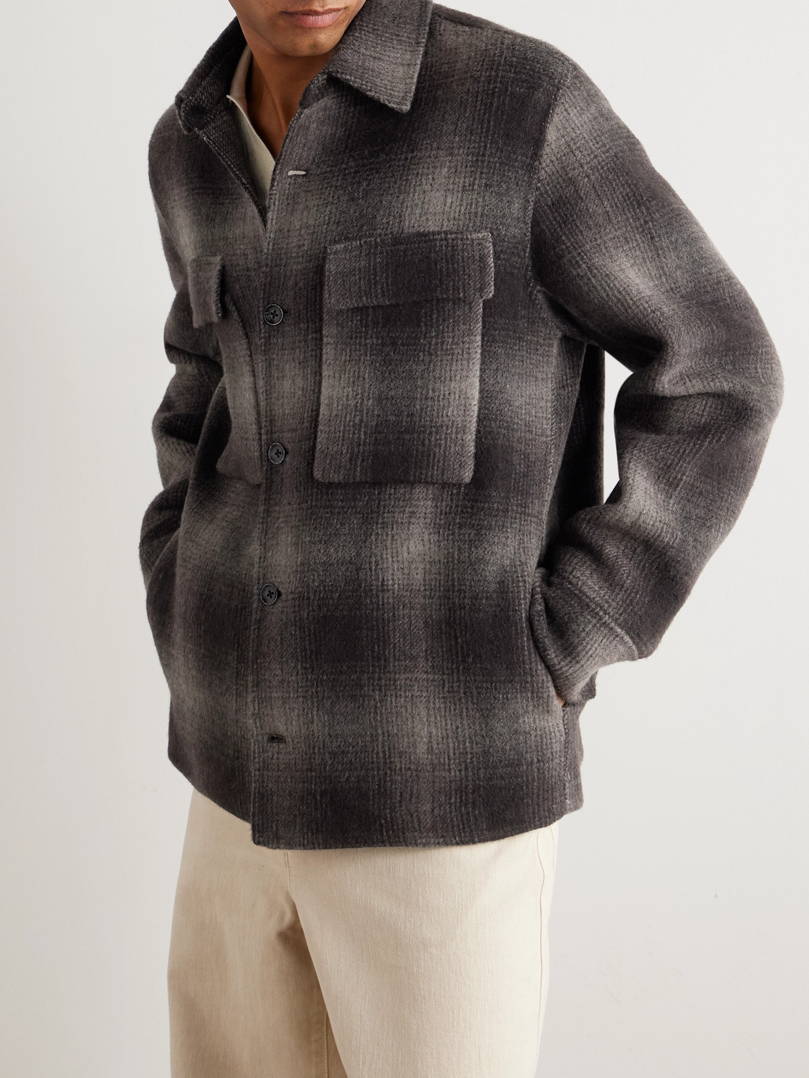 Rag & Bone Austin Checked Wool-blend Shirt Jacket In Brown