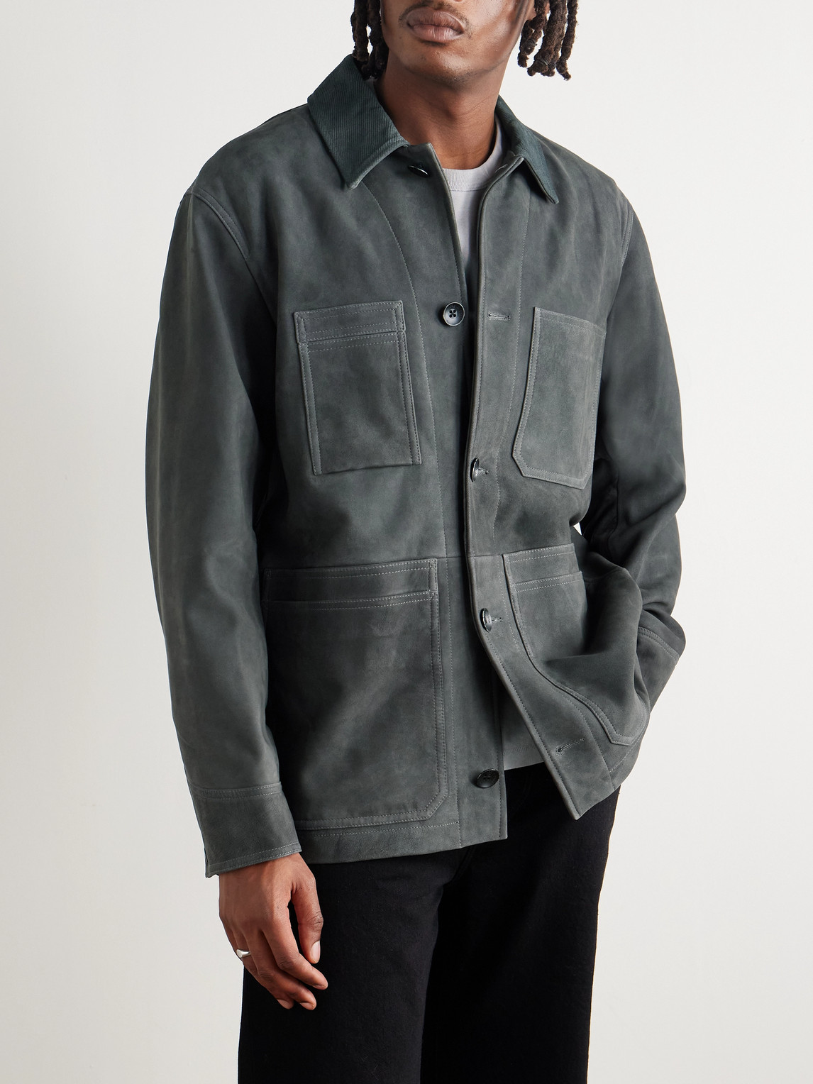 Rag & Bone Graham Corduroy-trimmed Suede Jacket In Multi