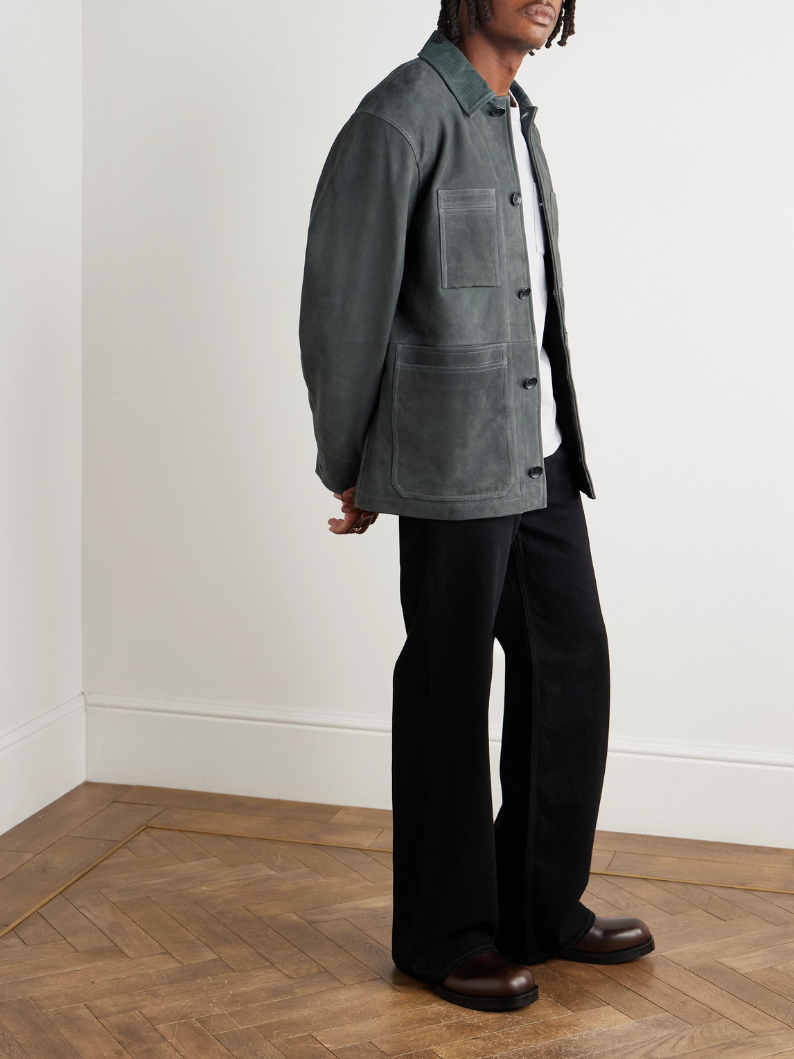 Rag & Bone Graham Corduroy-trimmed Suede Jacket In Multi