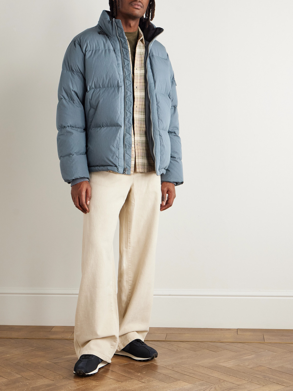 Rag & Bone Logo-appliquéd Quilted Cotton-blend Shell Hooded Down Jacket In Blue