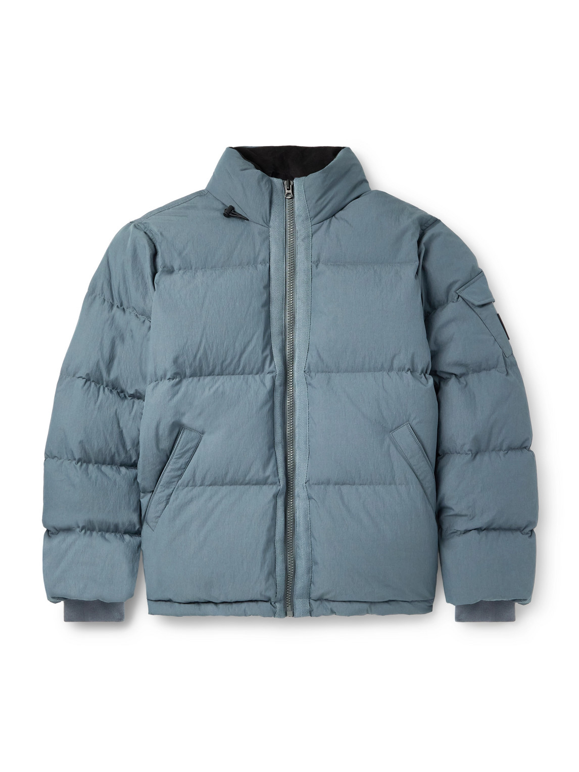 Rag & Bone Logo-appliquéd Quilted Cotton-blend Shell Hooded Down Jacket In Blue