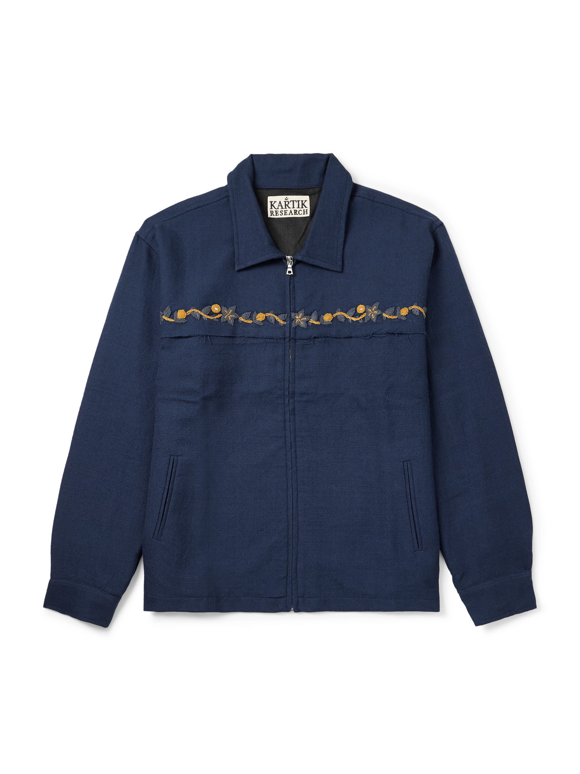 Kartik Research Embroidered Wool Jacket In Blue