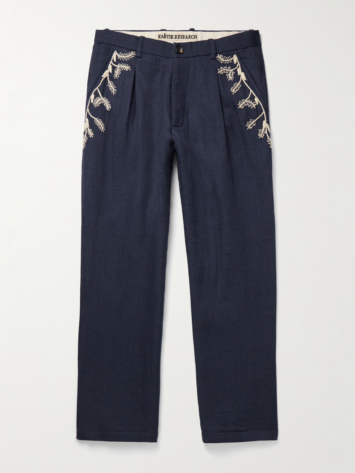 Kartik Research Pleated Embroidered Wool Trousers - Men