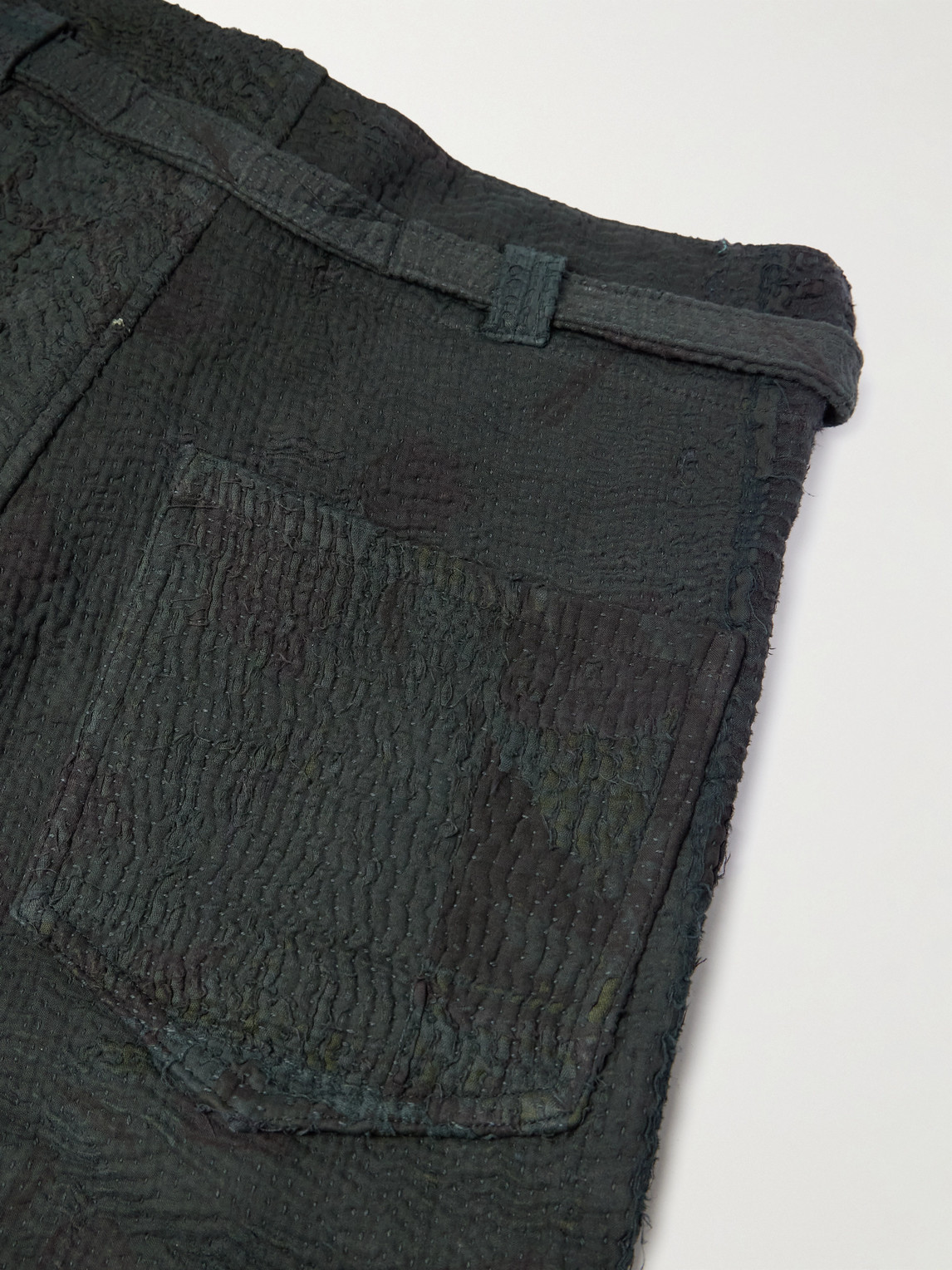 Kartik Research Kantha Fauji Straight-leg Cotton Trousers In Black