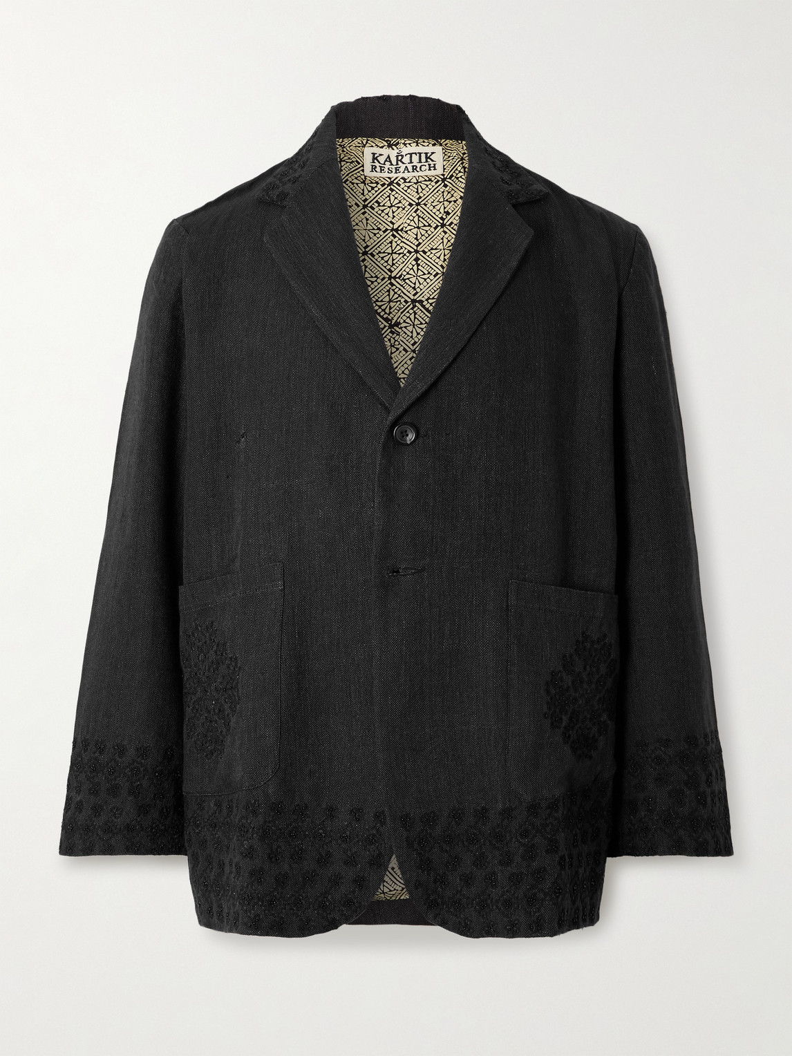 Kartik Research Kasuti Embroidered Wool and Linen-Blend Blazeren