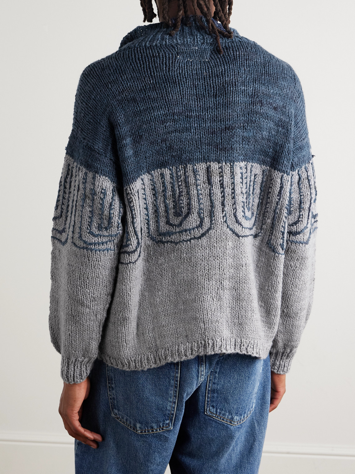  Kartik Research - Jacquard-knit Wool Sweater - Men - Blue - M 