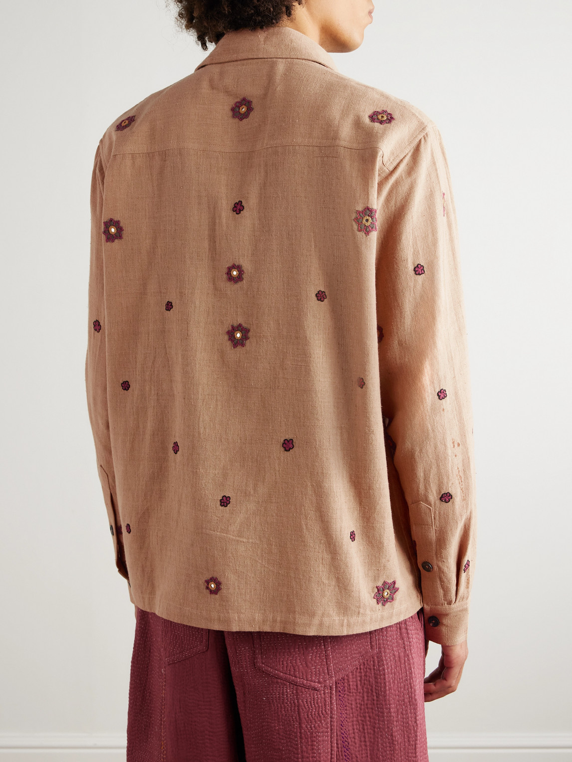  Kartik Research - Box Embroidered Appliquéd Cotton Shirt - Men - Neutrals - S 