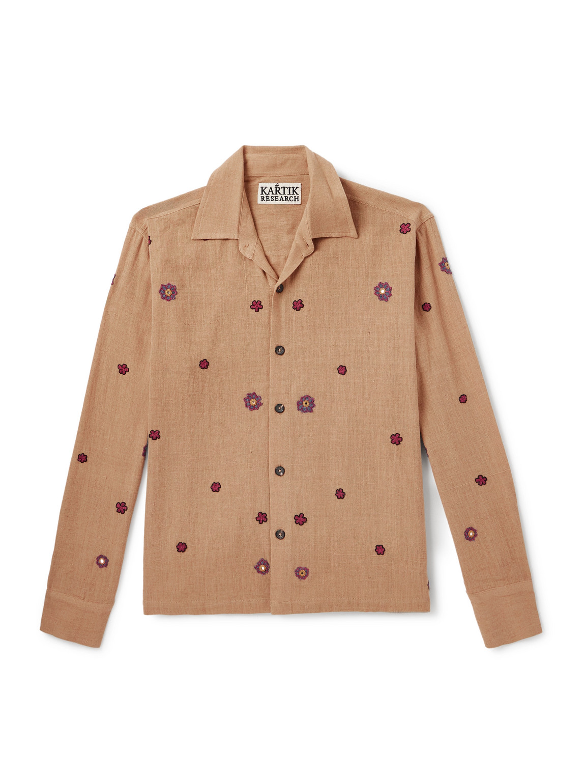 Kartik Research Box Embroidered Appliquéd Cotton Shirt In Neutral