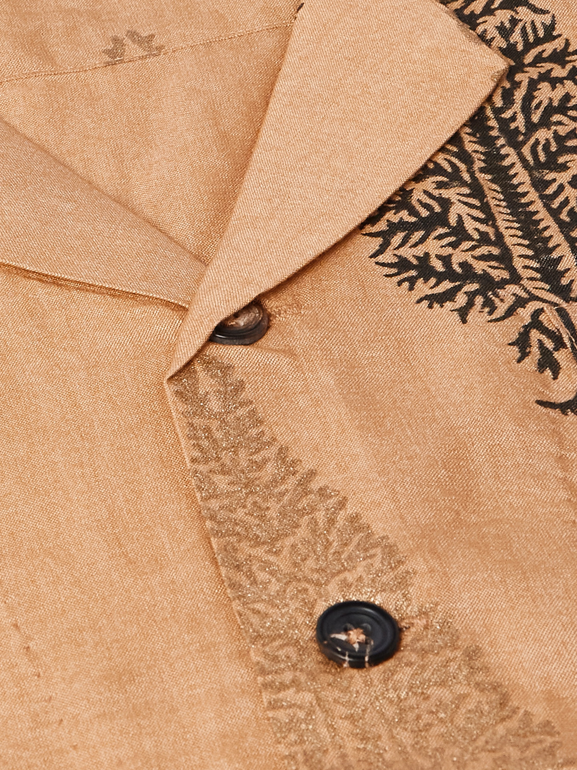 Kartik Research Camp-collar Printed Silk Shirt In Brown