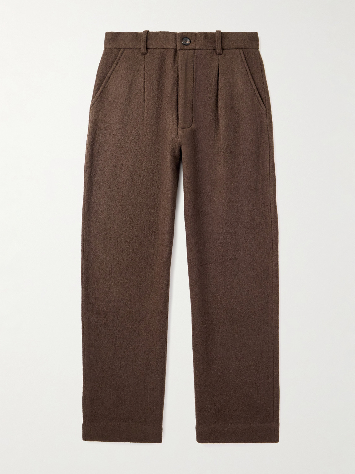 Kartik Research Straight-Leg Pleated Brushed-Wool Trousers - Men