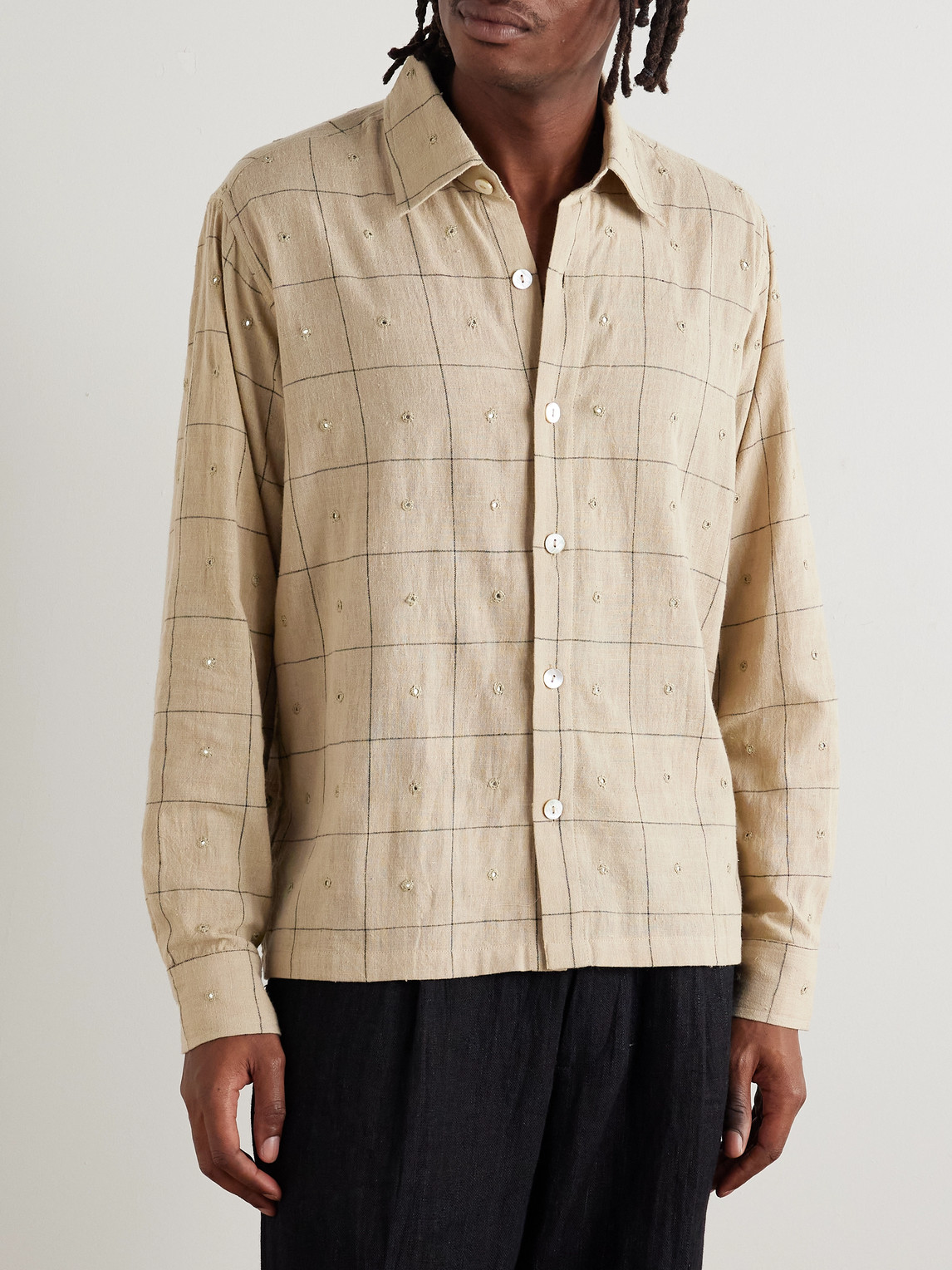  Kartik Research - Box Checked Cotton Shirt - Men - Neutrals - S 