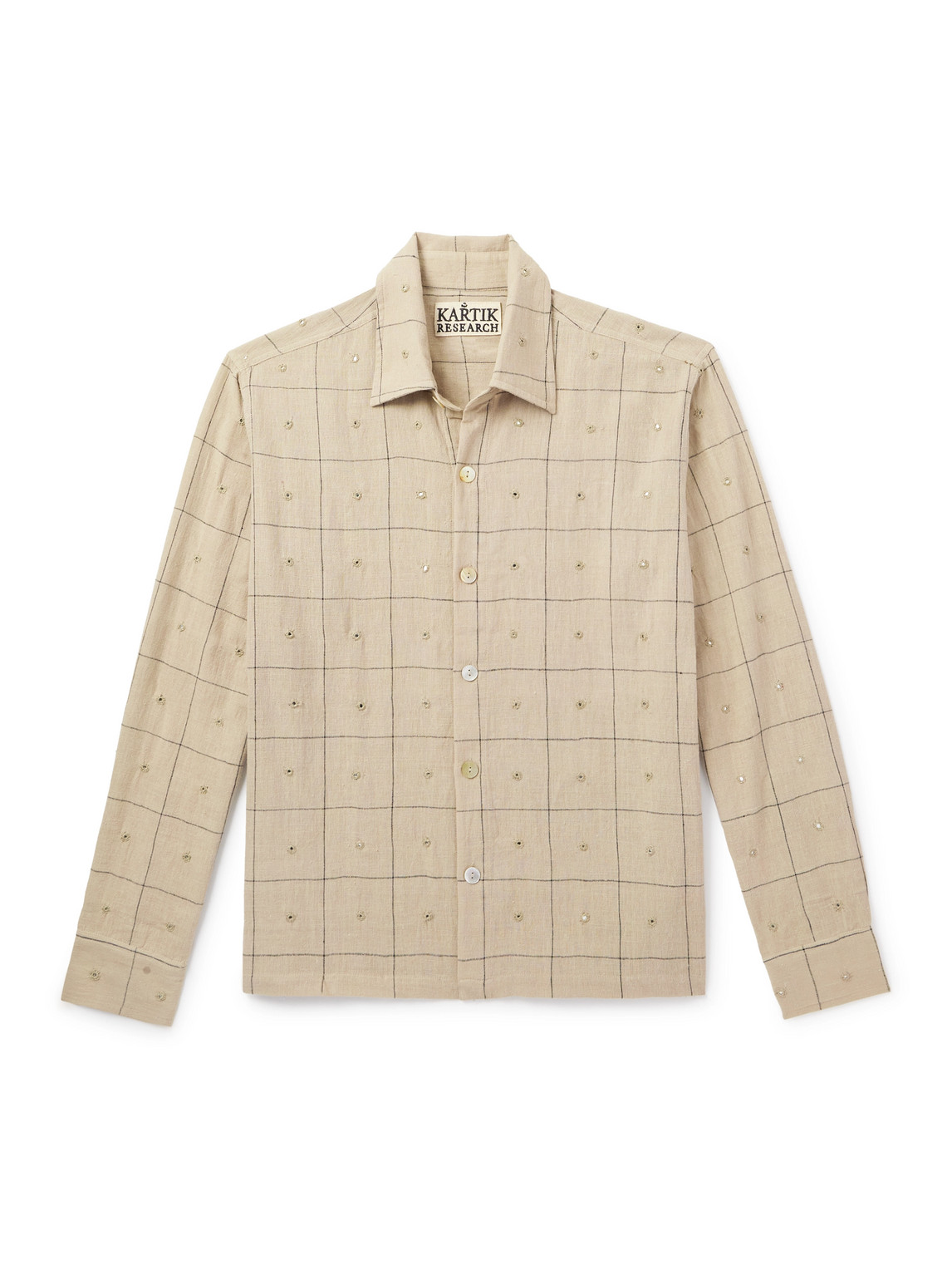 Kartik Research Box Checked Cotton Shirt In Neutral